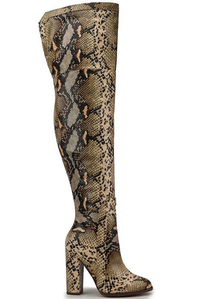 thigh high snake boots