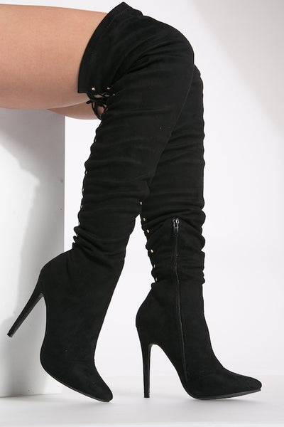 black heel tall boots