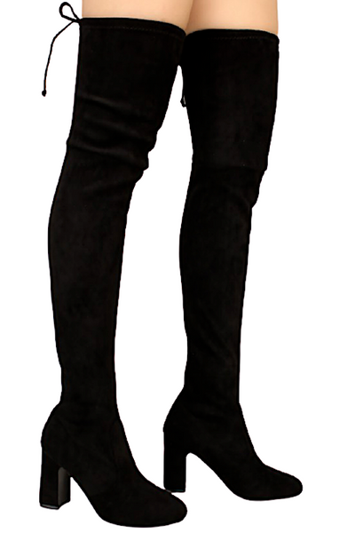 thigh high boots thick heel