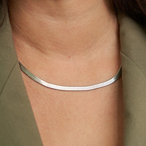Silver Large Herringbone Necklace - Greige Goods