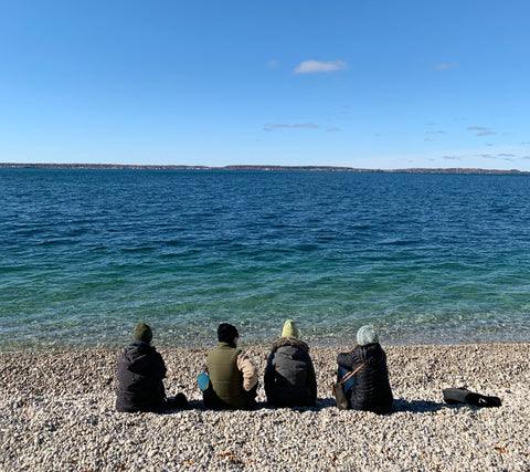 Poppins on Mackinac team along Lake Huron on Mackinac Island