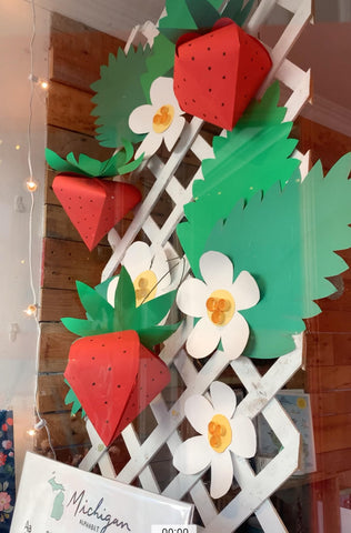 Poppins on Mackinac Strawberry window display