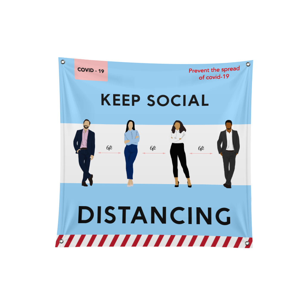 Social Distancing Fabric Banner Keep Social Distancing 6ft 6ft