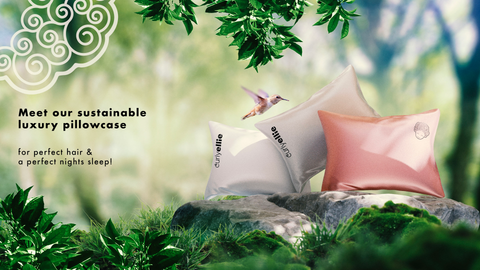 three curlyellie hair pillows set in nature