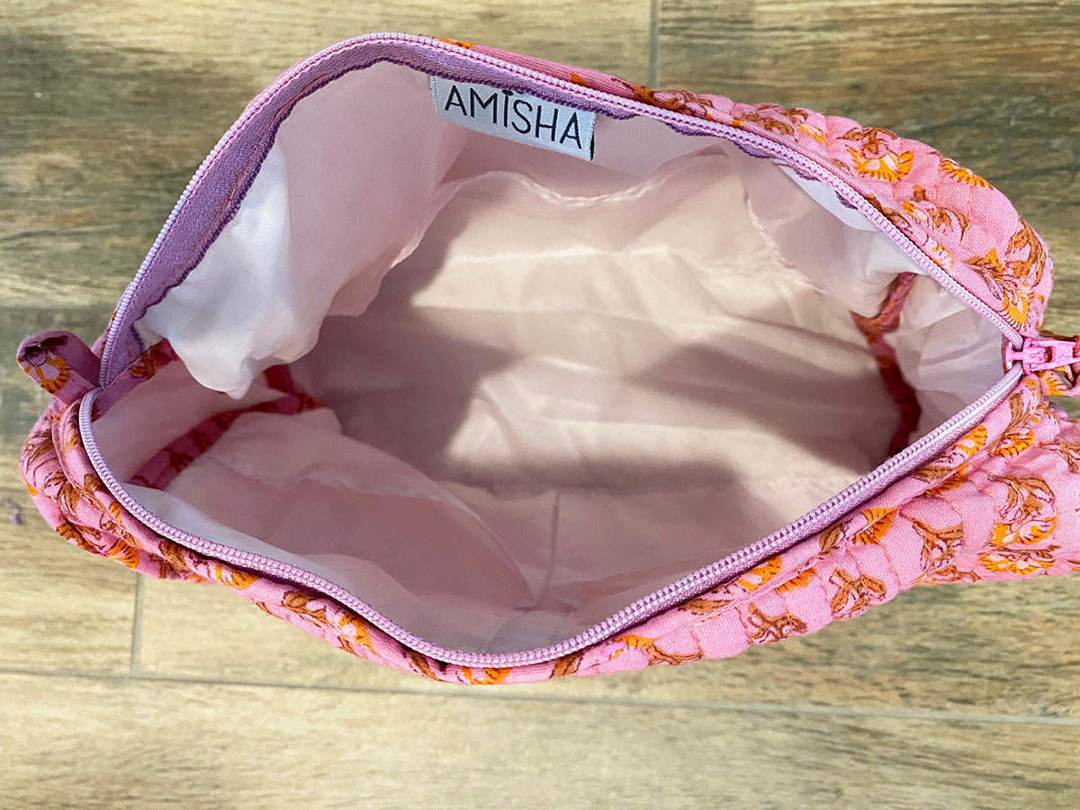 Large Waterproof Toiletry Bag | Palace Floral Pink