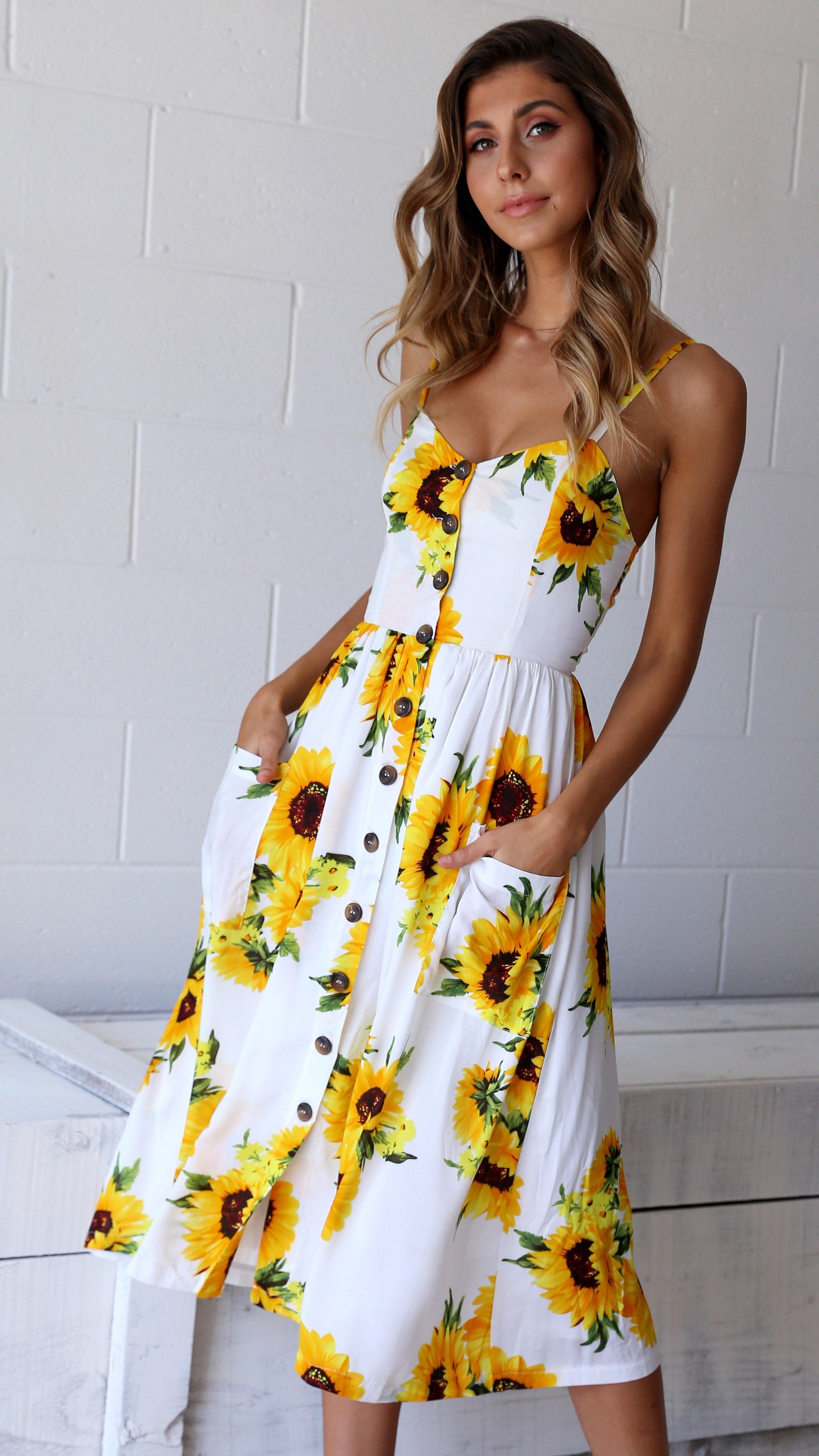 sunflower midi dress