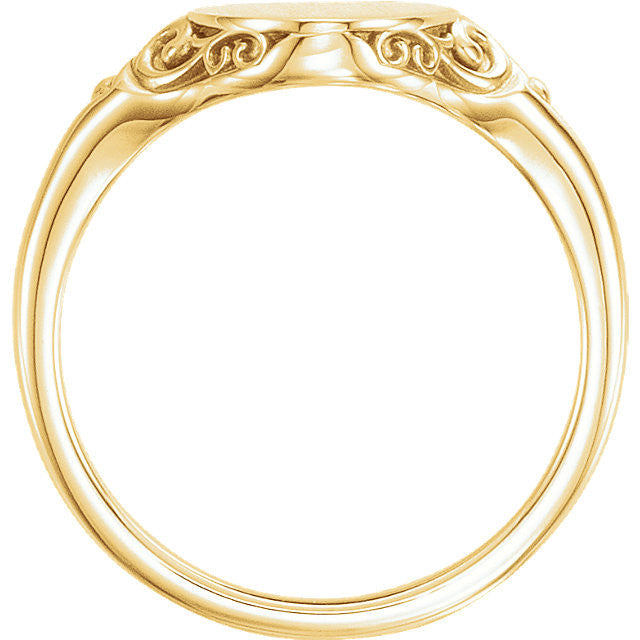 14K Gold Oval Signet Ring