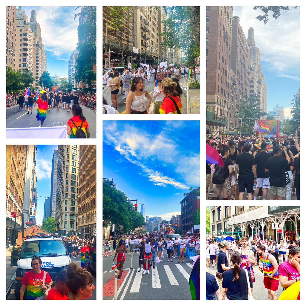 Collage featuring images from NYC Pride 2023