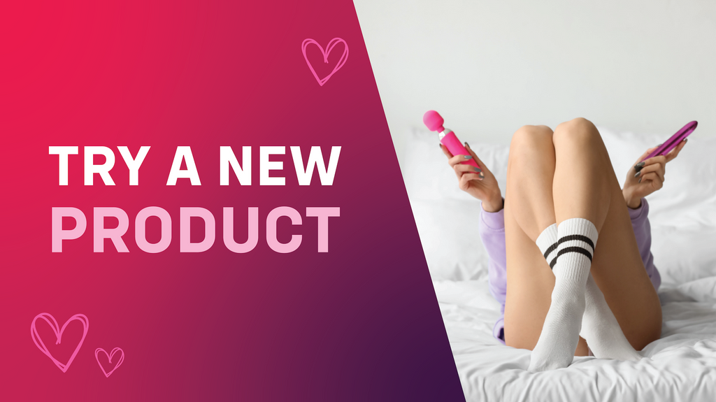 Graident pink image with text that reads "Try a new product".