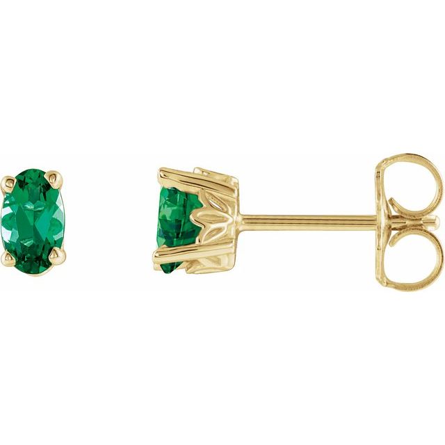 14K Yellow Natural Emerald Earrings-Jewelry-Pulse Designer Fashion
