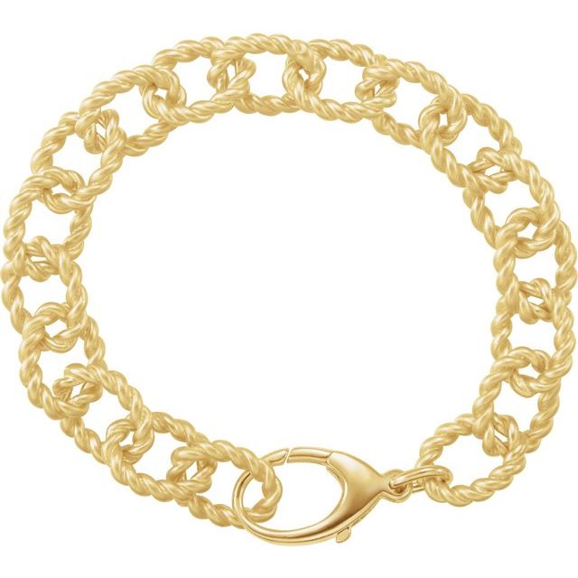 Gold Plated Sterling Silver 10.75 mm Rope Design Link 7 1/2" Bracelet-Jewelry-Pulse Designer Fashion