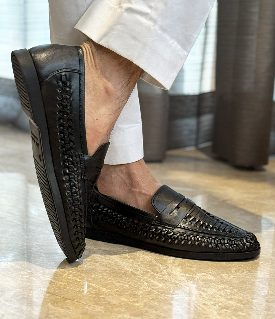 Pelle Santino - FlexWeave Loafers - Black - most comfortable loafers in India