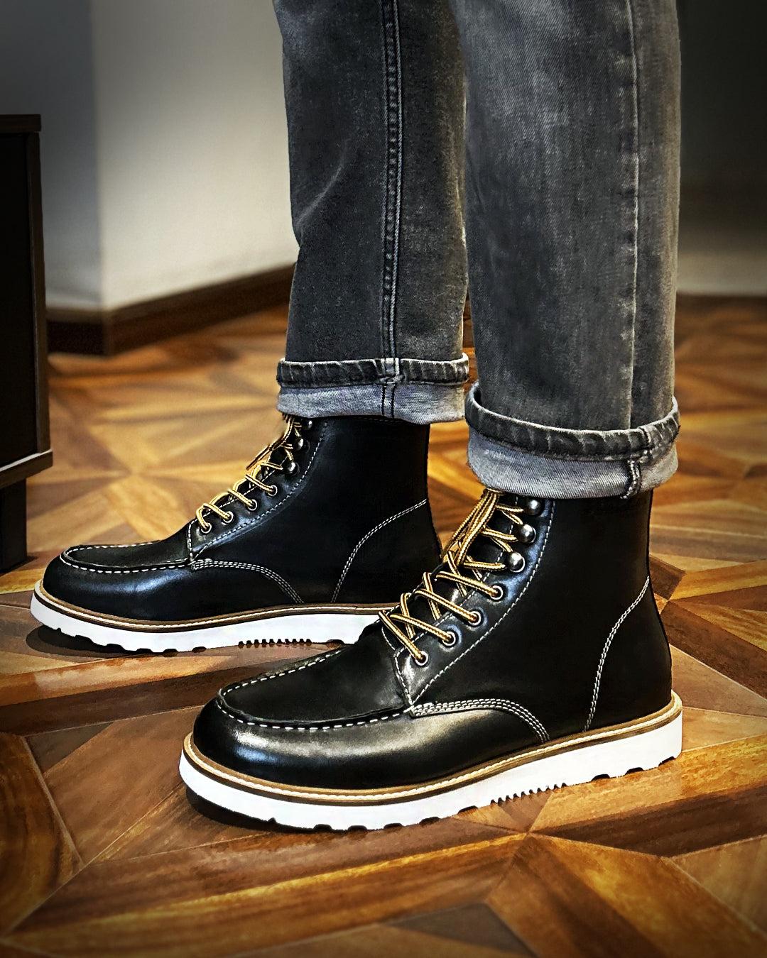 Pelle Santino - Moc Toe Boots - Black - best boots in India