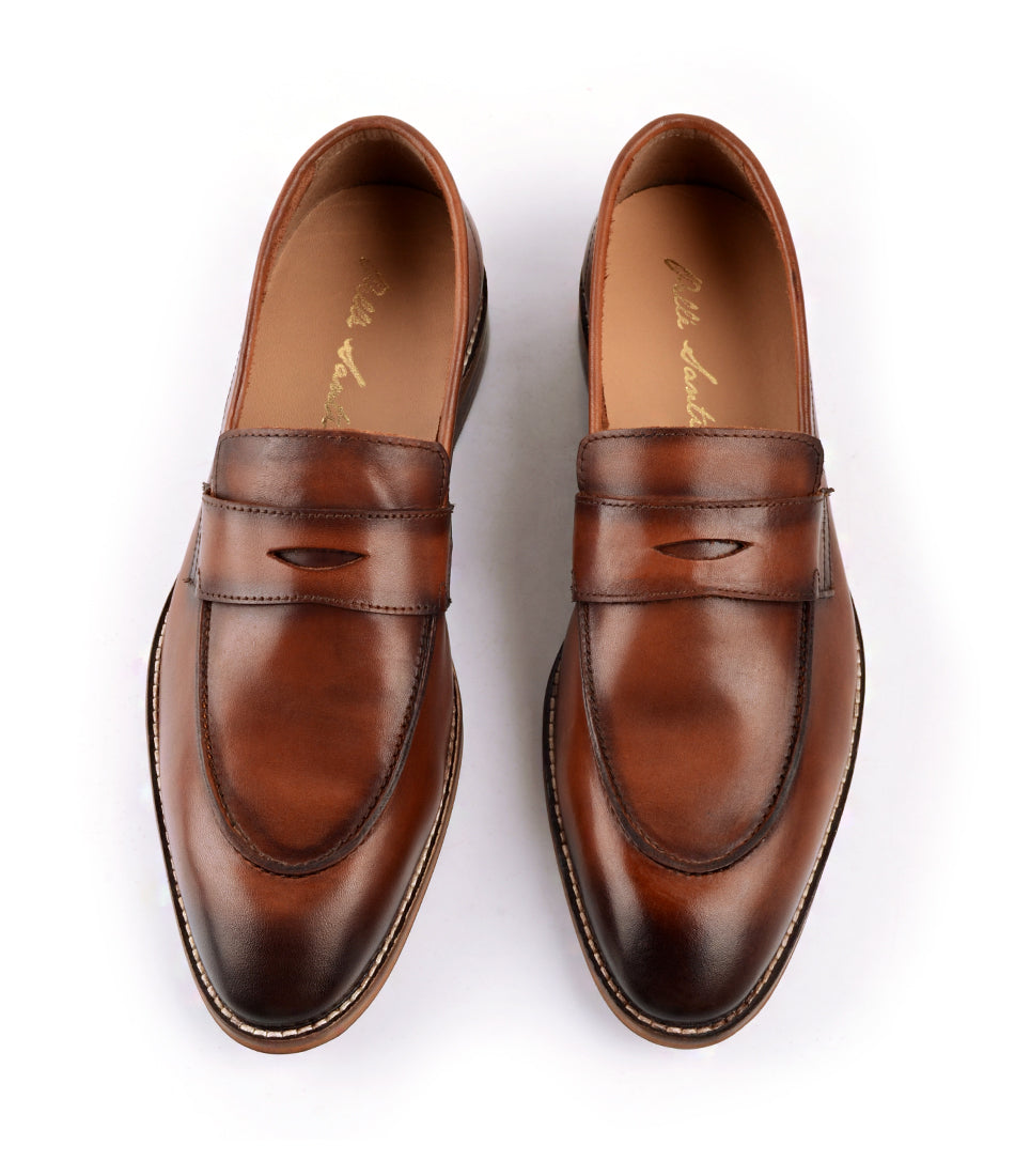 Pelle Santino - Cognac Penny Loafers - Ultra-Flex – The Dapper Man