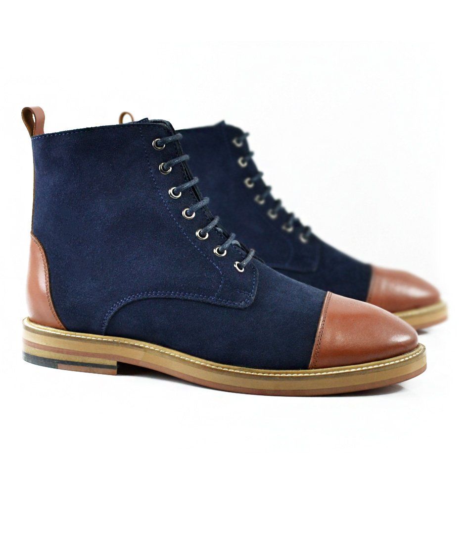 Pelle Santino - Blue Suede Lace-up Boot – The Dapper Man
