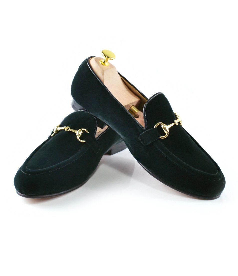 velvet green loafers