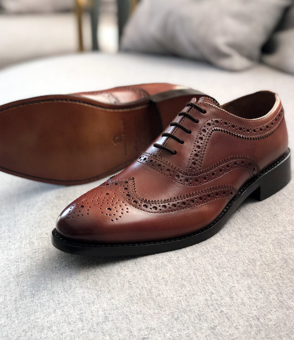 Pelle Santino - Goodyear Welted - Full Brogue Oxfords - Cognac – The ...