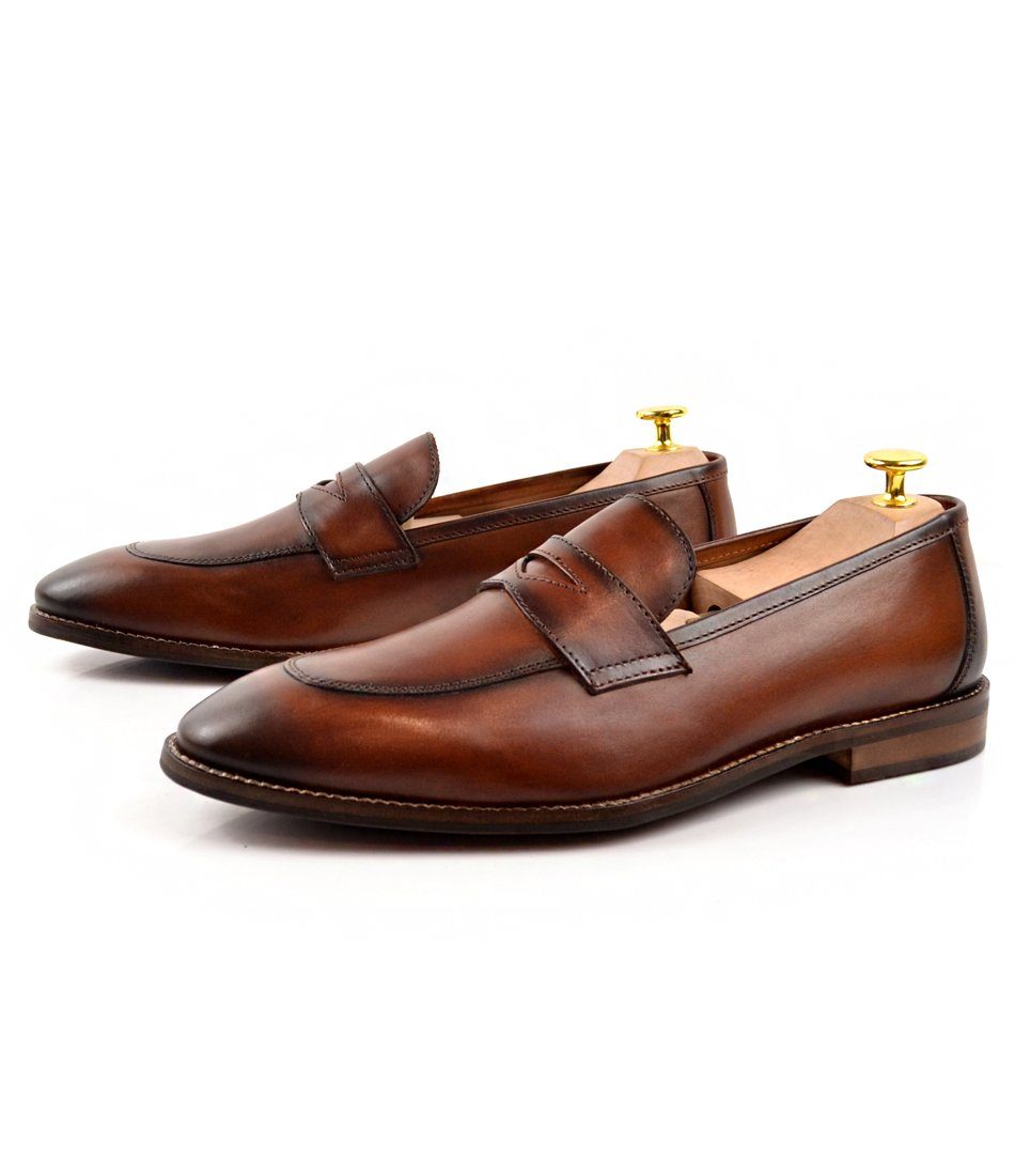Cognac Penny Loafers - The Dapper Man