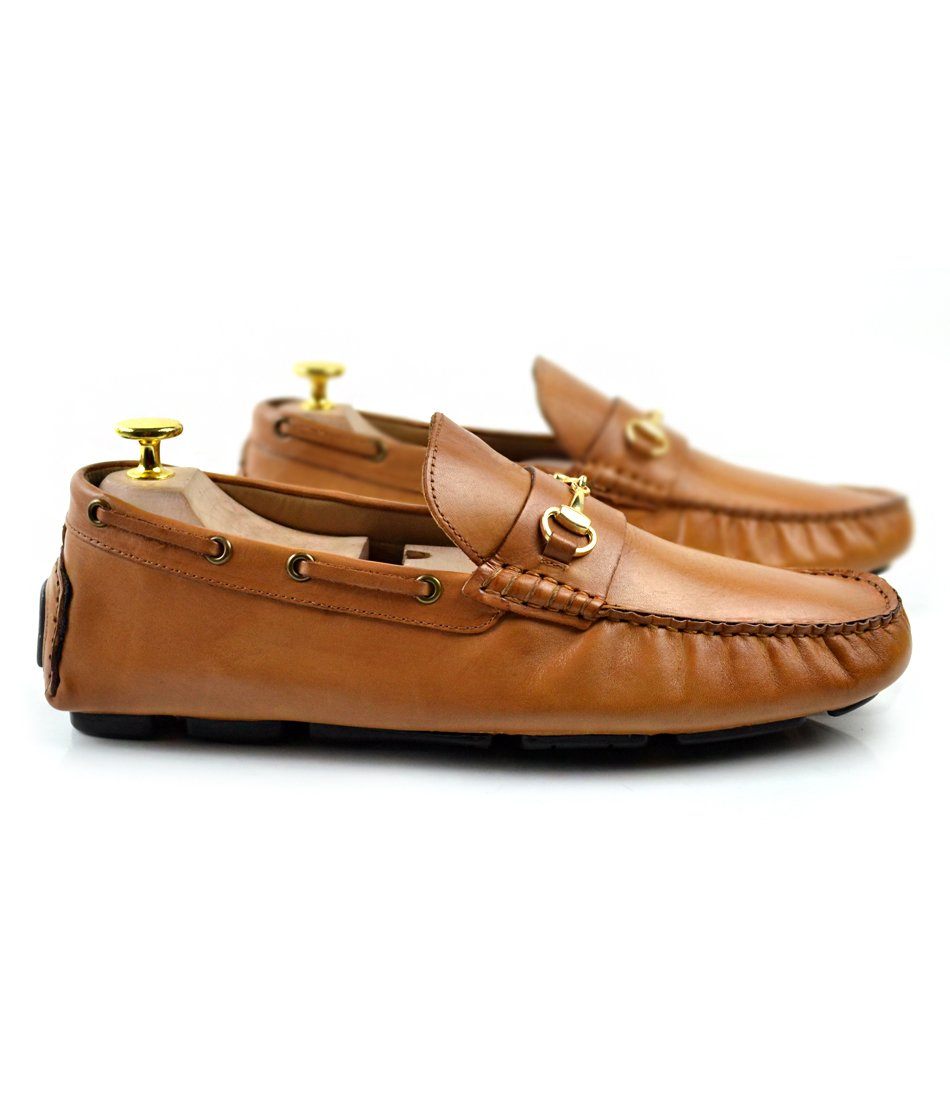 tan driving loafers