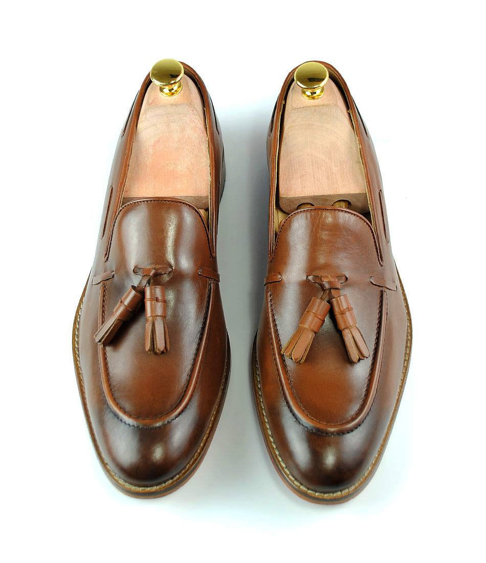 Pelle Santino - Cognac Tassel Loafers – The Dapper Man