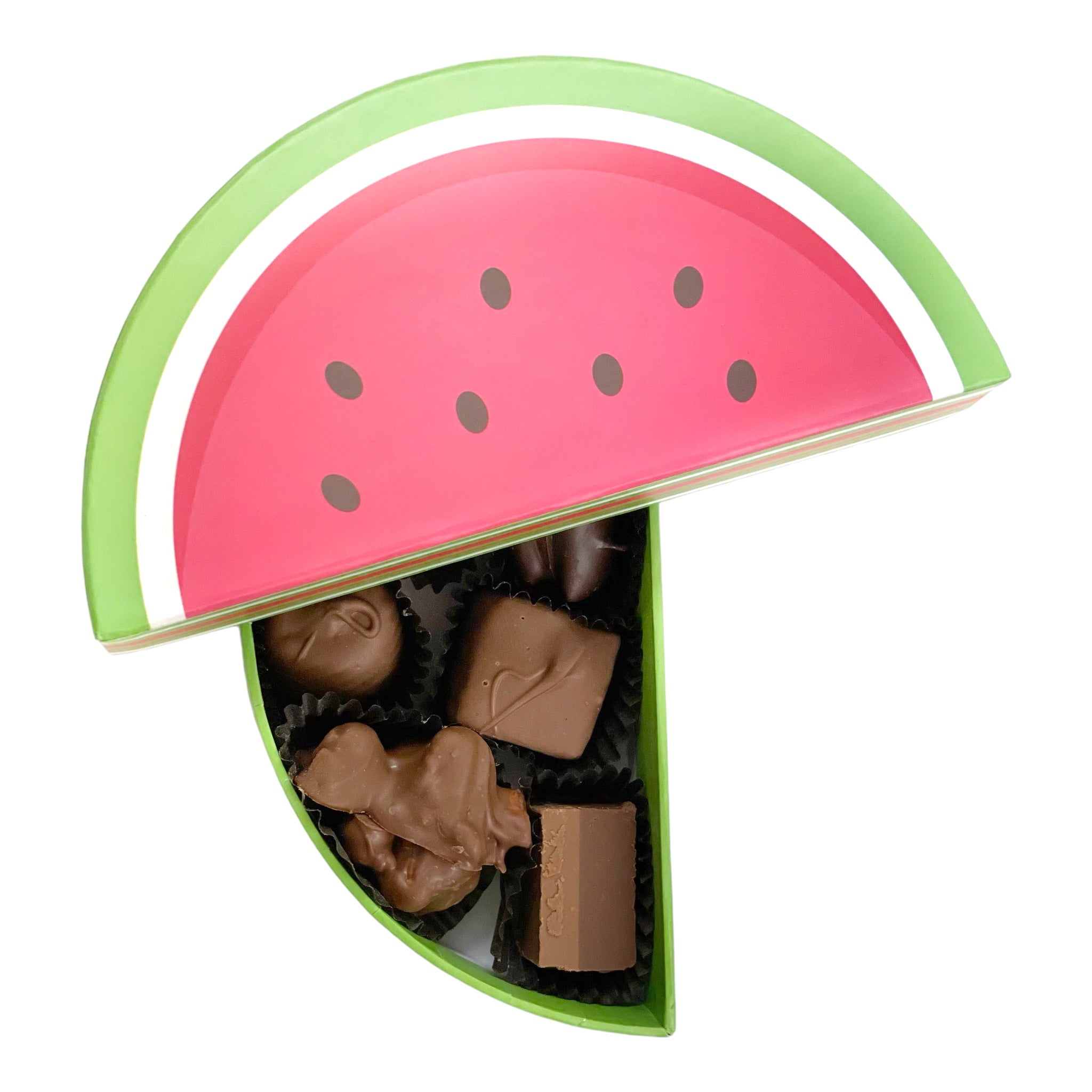 Watermelon Box filled with assorted chocolates