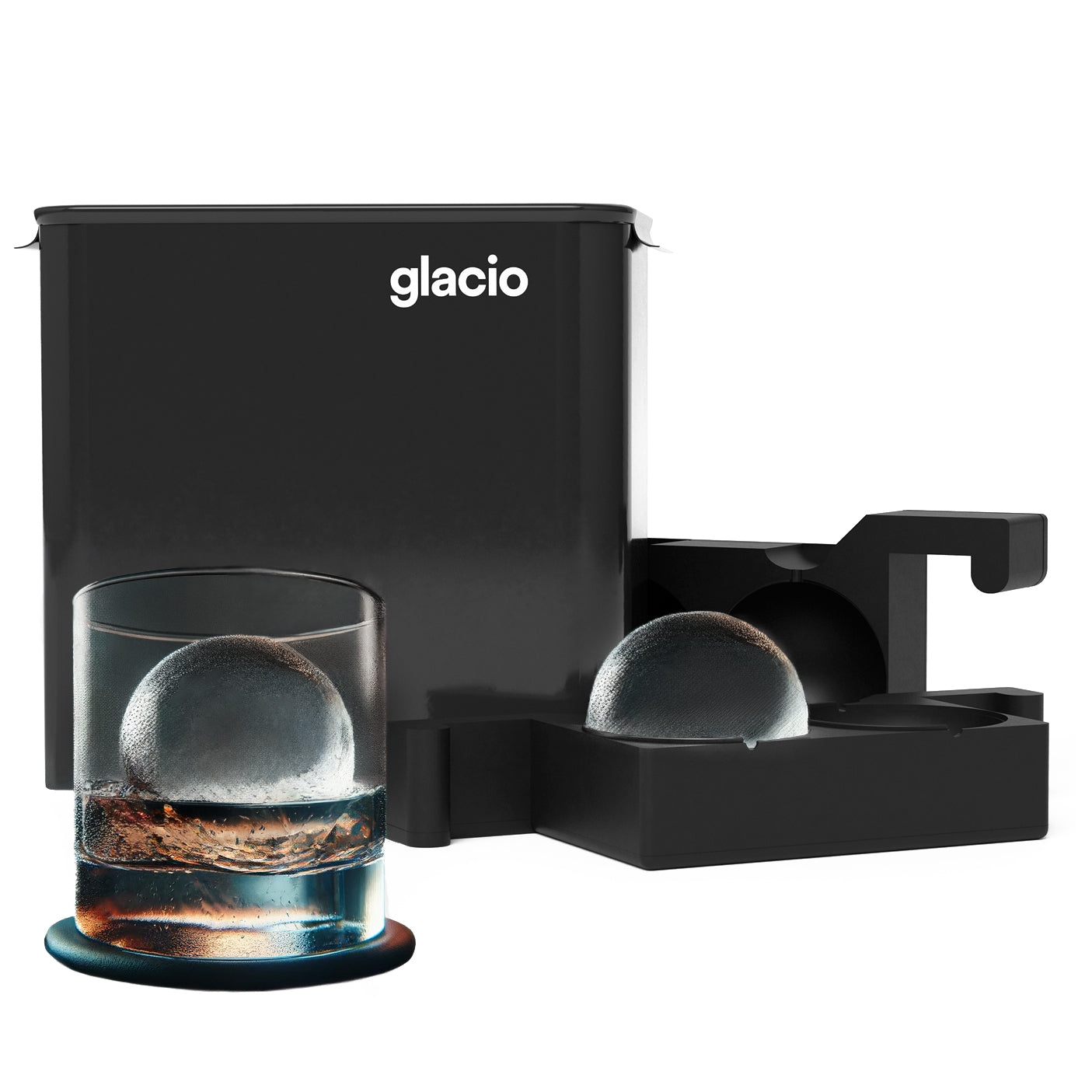 glacio Large Silicone Ice Cube Mold Combo - Durable Flexible Ice Maker for  Whiskey, Cocktails - Perfect for Craft Ice, Whiskey Ice Balls, and Cocktail