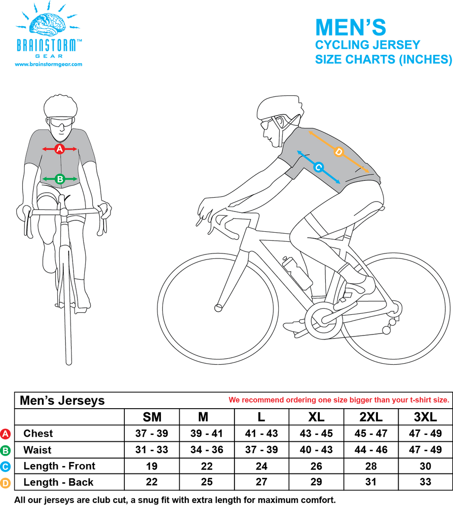 Cycling Jersey Size Chart