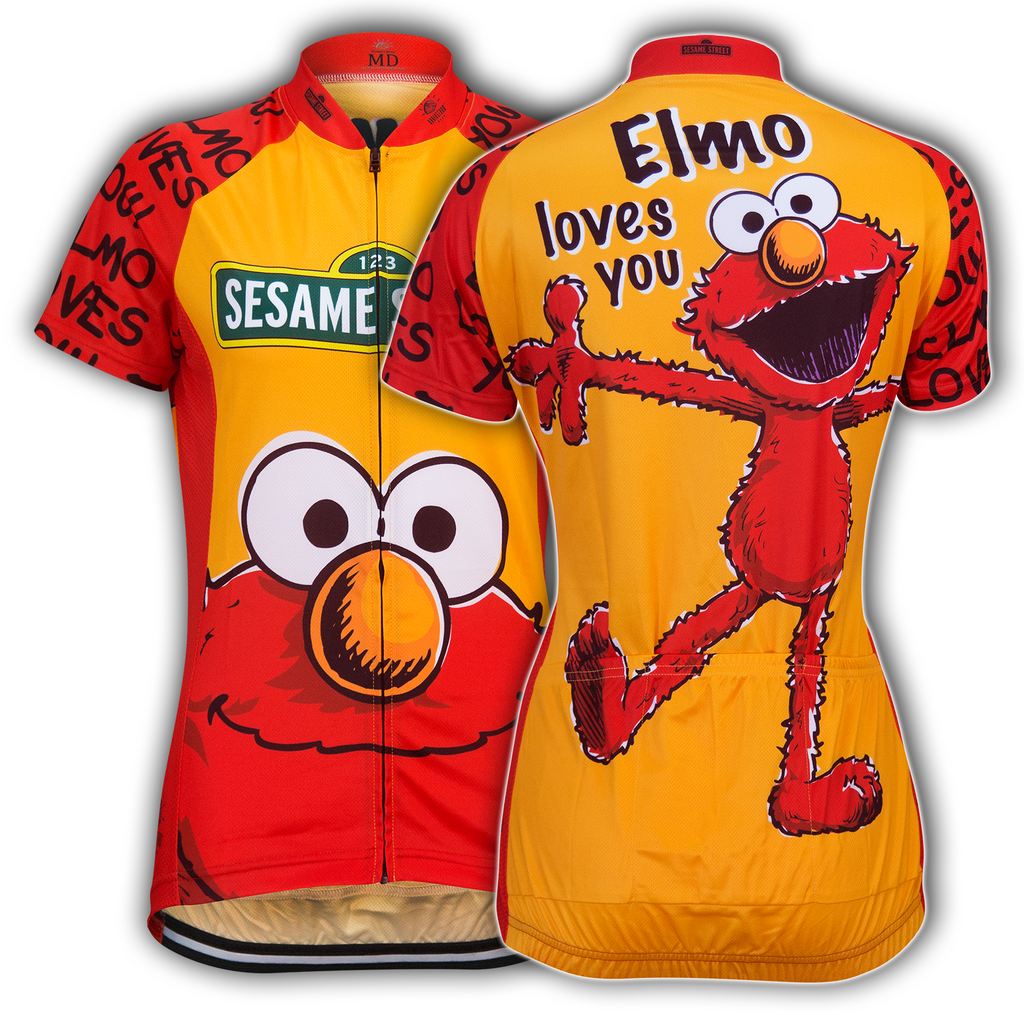 elmo riding a bike