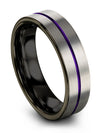 Wedding Grey Ring for Him Womans Engagement Band Tungsten Carbide Promise Bands - Charming Jewelers