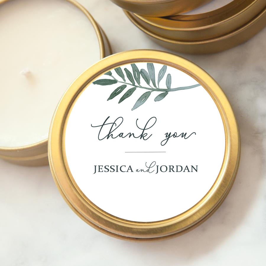 Custom Wedding Favor Candle - Botanical 