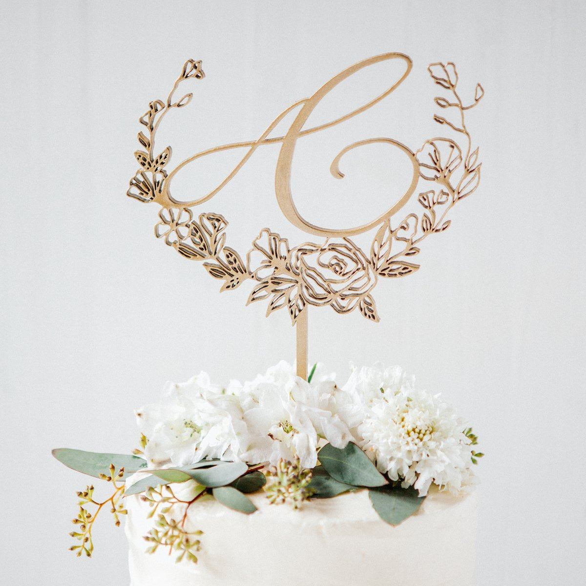 Floral Monogram Cake Topper Foxblossom Co