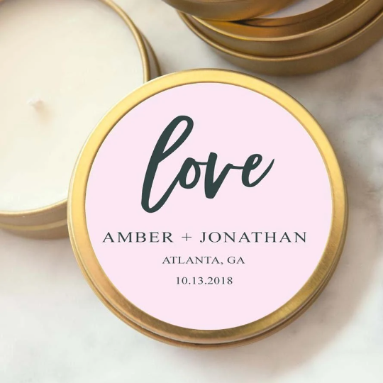 Personalized Metallic Scented Travel Candle Tin