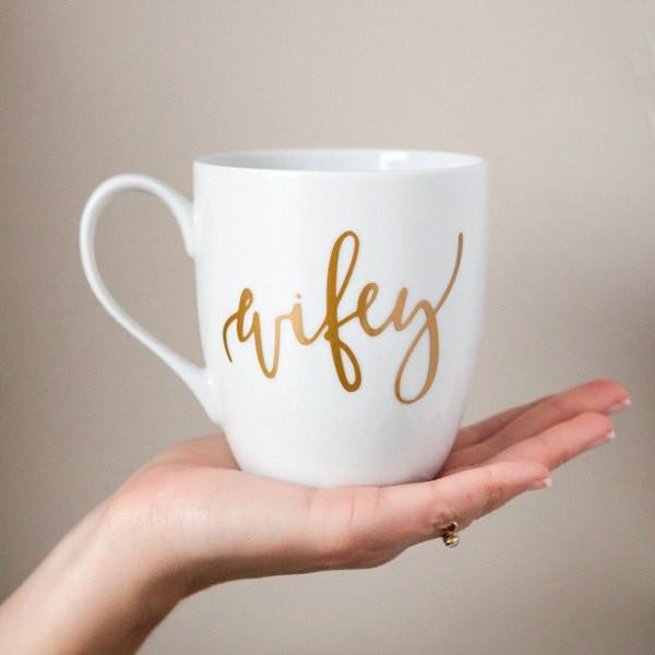 WIFE COFFEE MUG, Wifey for Lifey Mug, White Coffee Cups, Cute