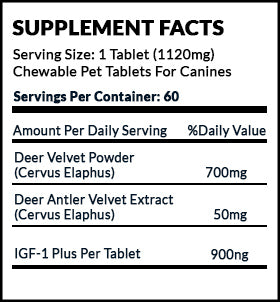 Nutronics Labs Vel Pet Plus for Dogs Supplement Label