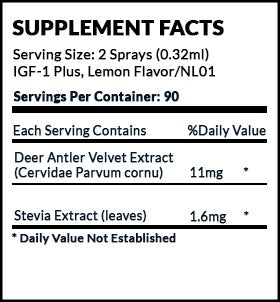 Ultra Deer Antler Velvet Supplement Facts label