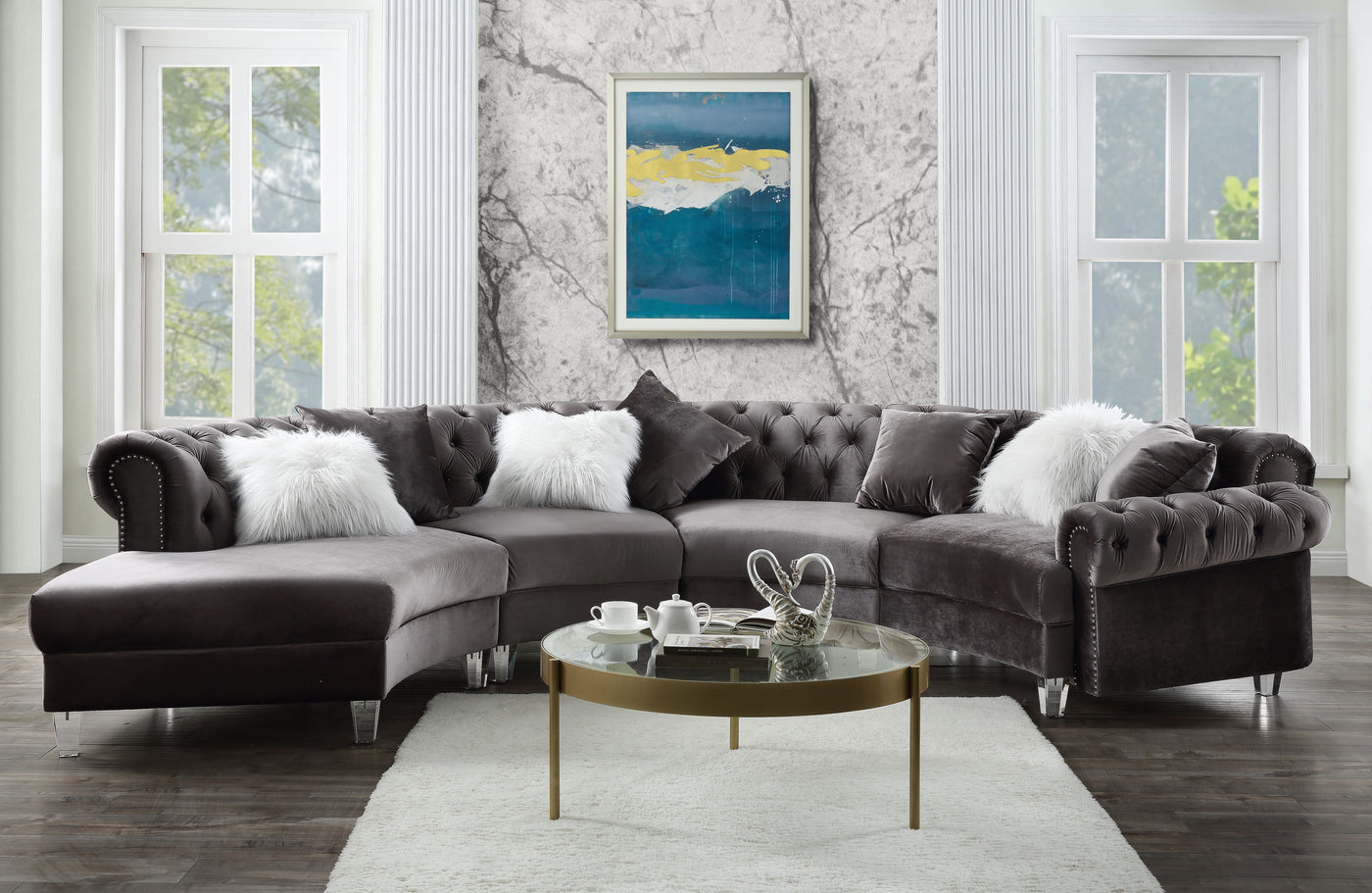 Ninagold - Sectional Sofa w/7 Pillows