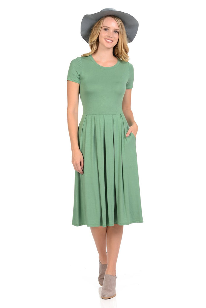 short sleeve midi dress with pockets