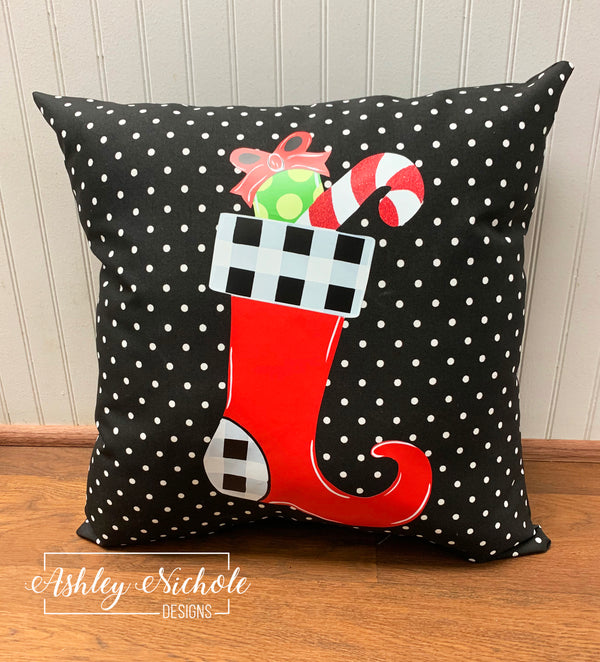 black and white dot pillow