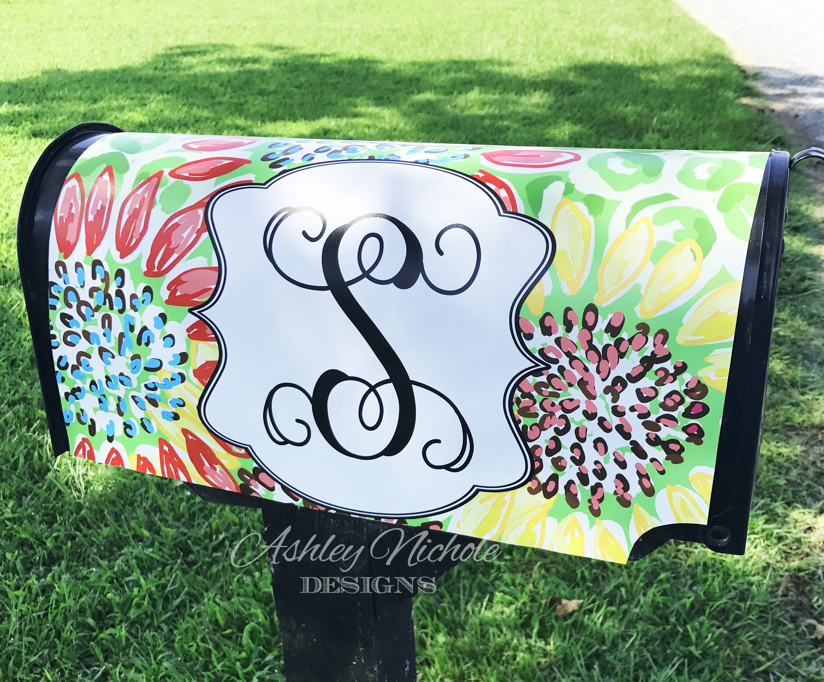 Floral Sunflower Welcome Vinyl Mailbox Cover AshleyNichole Designs   Floral Mailbox Cover.JPG