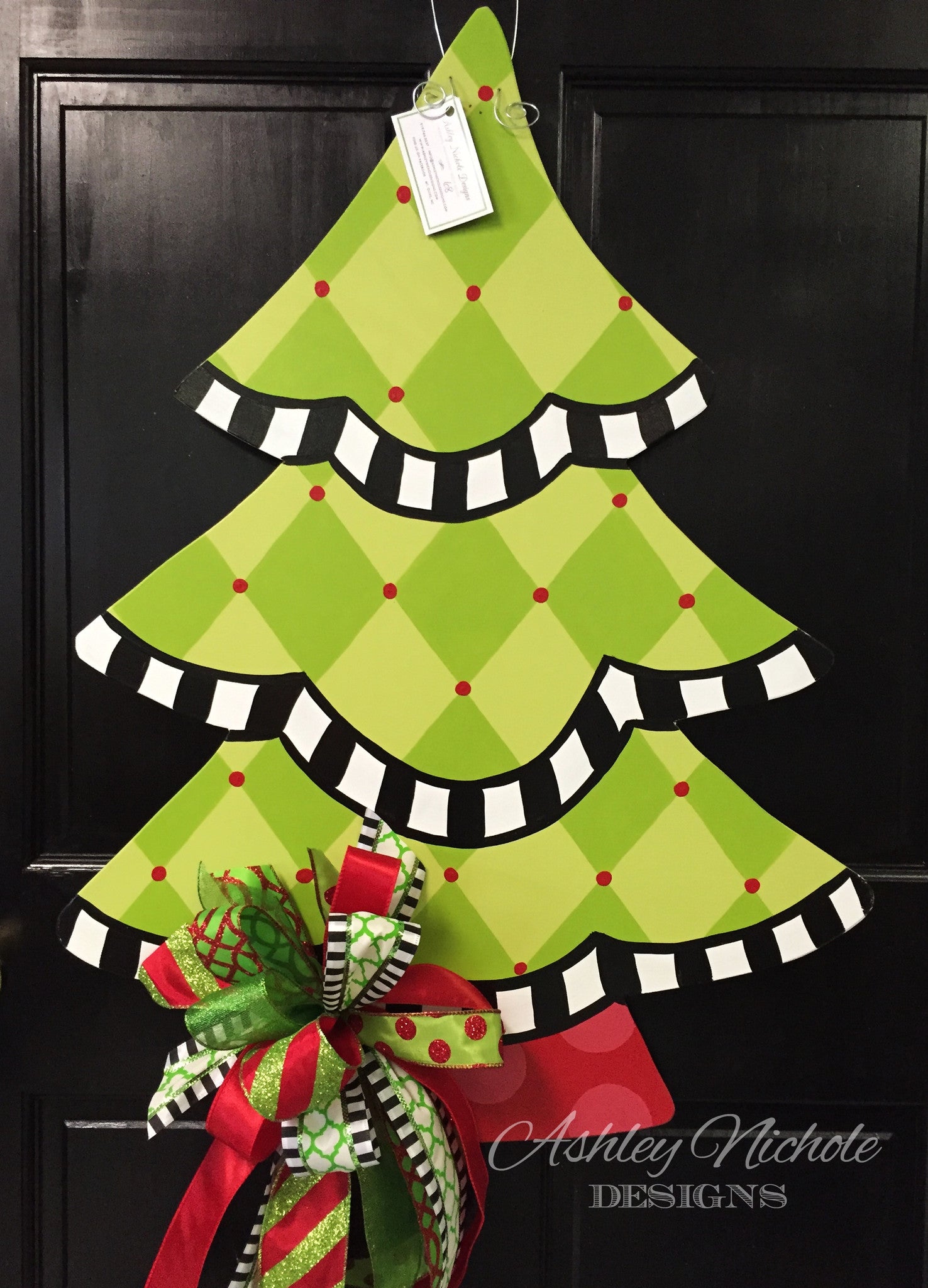 Christmas Tree Harlequin Door Hanger