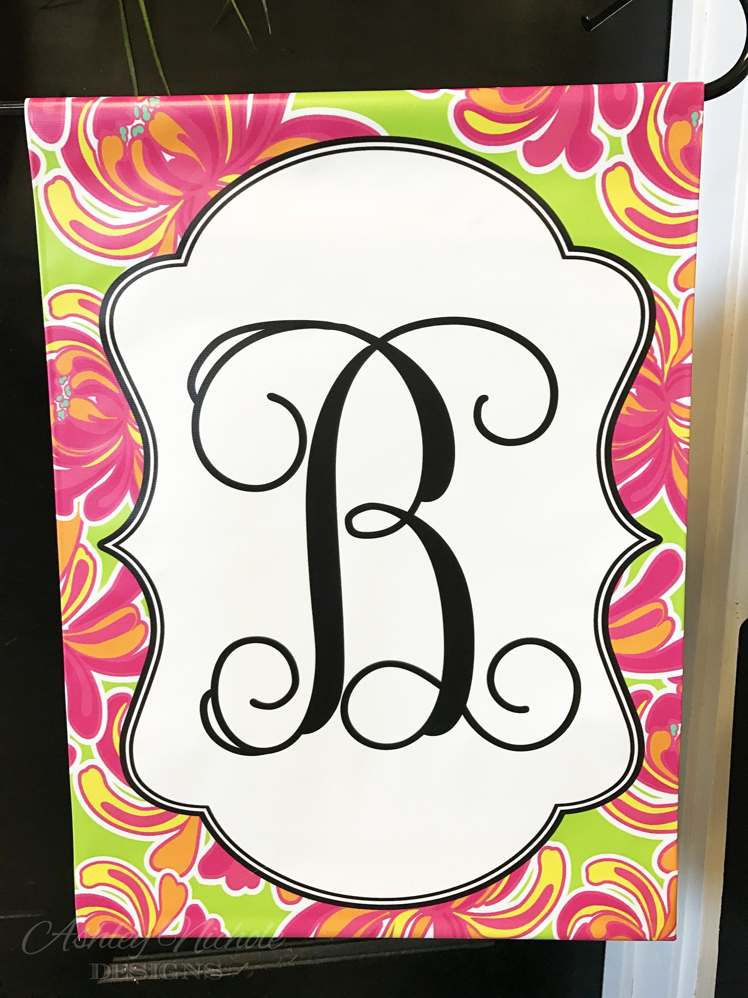 Tropical Floral Initial Garden Vinyl Flag – AshleyNichole Designs