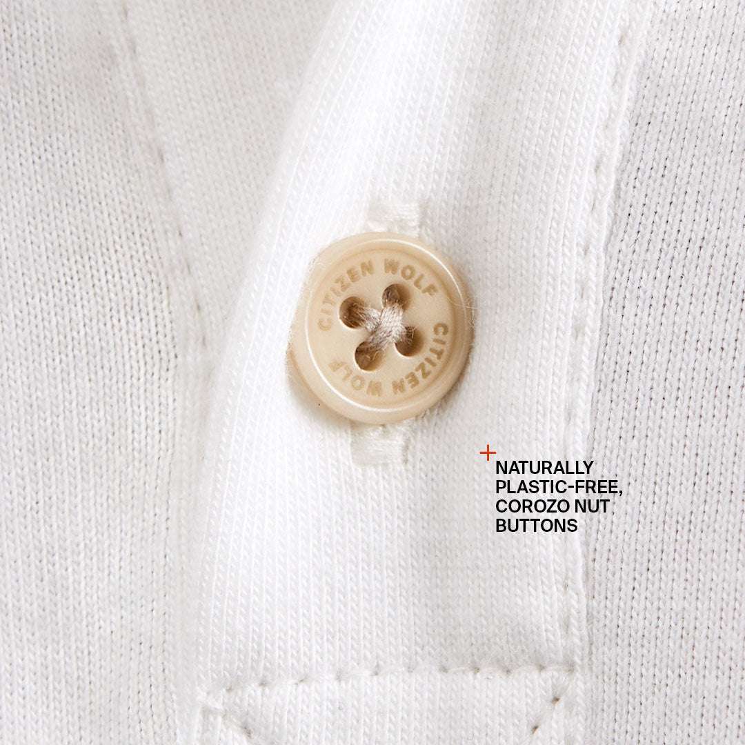 The Men's Short Polo | Naturally Plastic-free Corozo nut buttons | Citizen Wolf