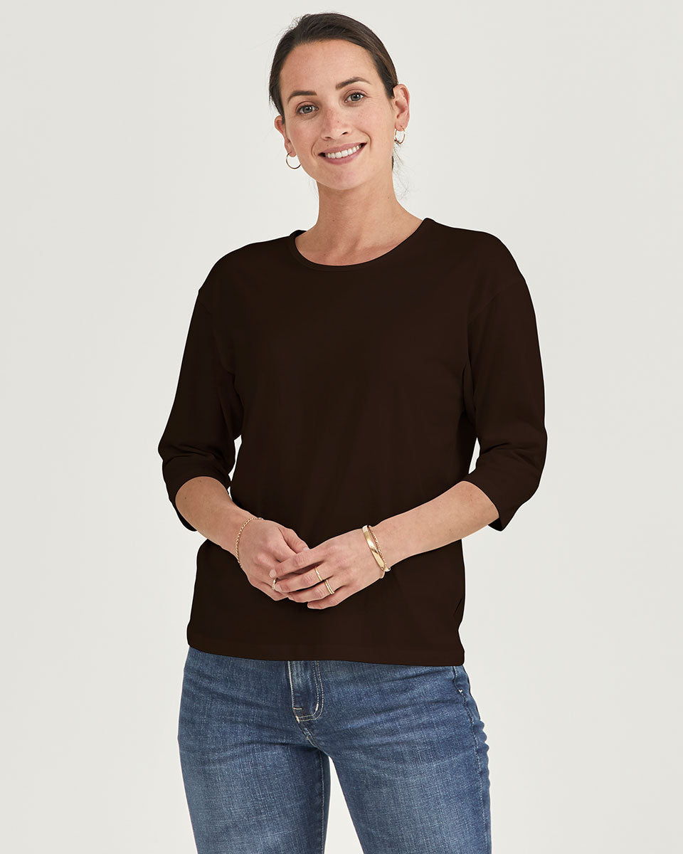 The Womens Relaxed 3/4 Crew in limited edition Xocolatl Organic Cotton | Citizen Wolf