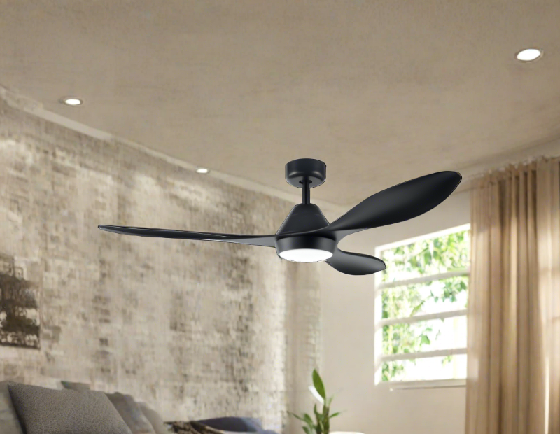 Nevis Abs Indoor Outdoor Ceiling Fan With Remote Control Black With Led Light