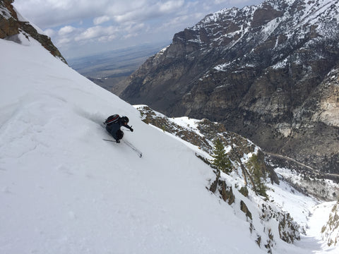 Alex Lundstrom skiing Terminal Cancer Couloir Ruby Mountains