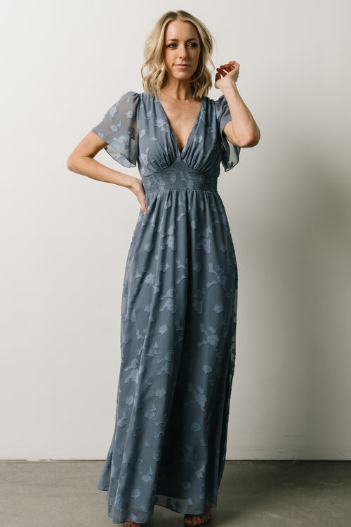 Saya Wrap Maxi Dress | Dusty Blue | Baltic Born