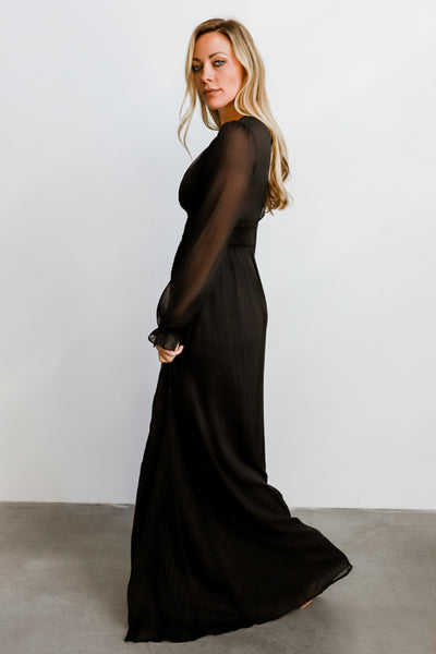 black shimmer gown