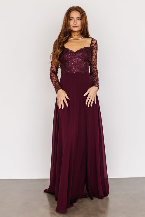 Lesa Long Sleeve Satin Maxi - Adorn Boutique