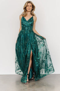 Annika Sequin Mesh Maxi Dress | Green