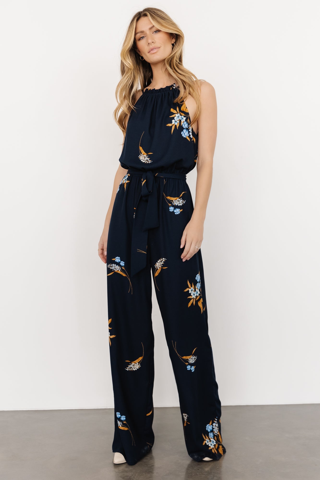 Alameda Halter Jumpsuit | Navy Blue Floral